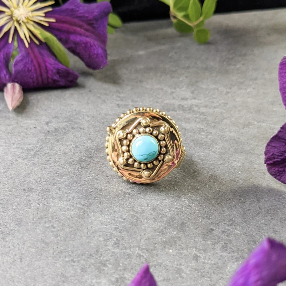 🦋LAST🦋 NWT Baizaar Turquoise Stone Poison Ring, Size 5.75